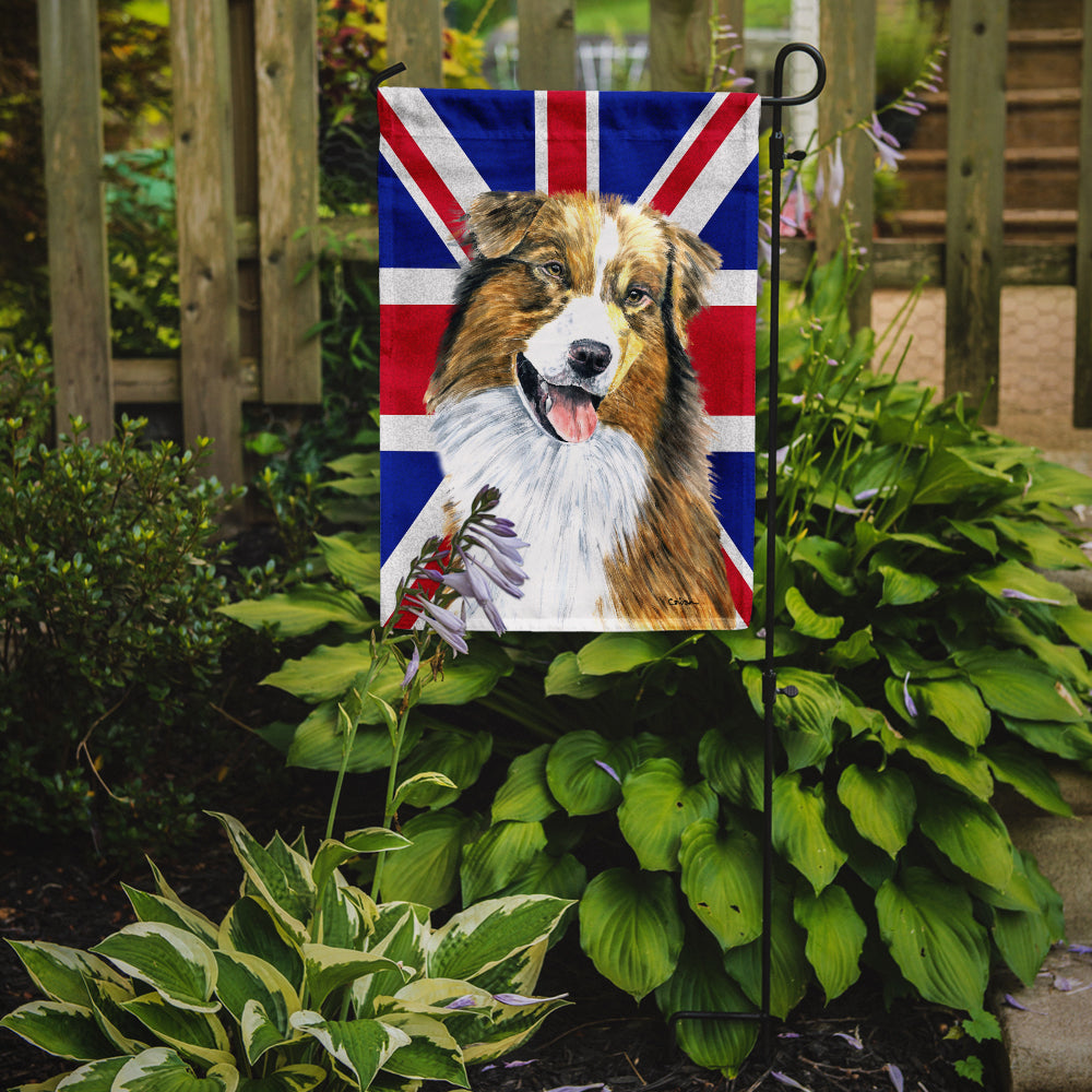 Australian Shepherd with English Union Jack British Flag Garden Flag - Outdoor Decorative Yard Flag