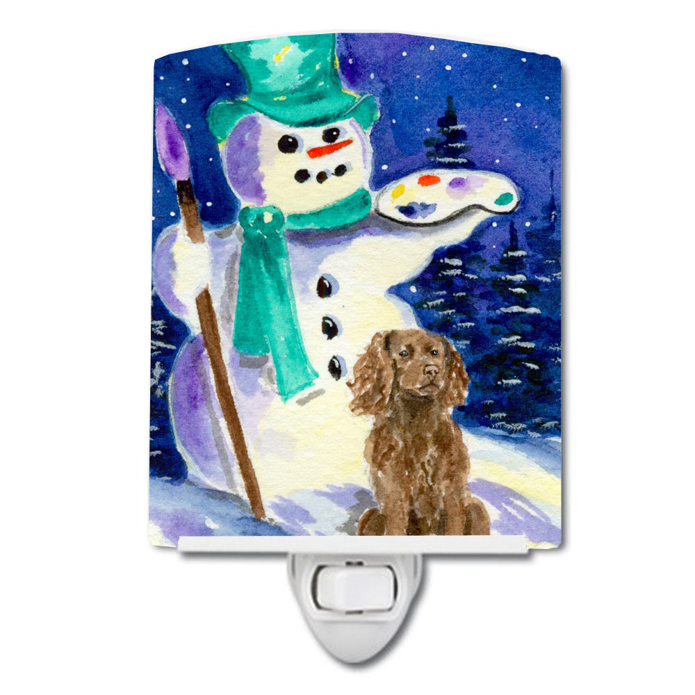 Artist Snowman with Boykin Spaniel Ceramic Night Light SS1001CNL