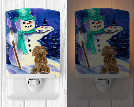 Artist Snowman with Boykin Spaniel Ceramic Night Light SS1001CNL