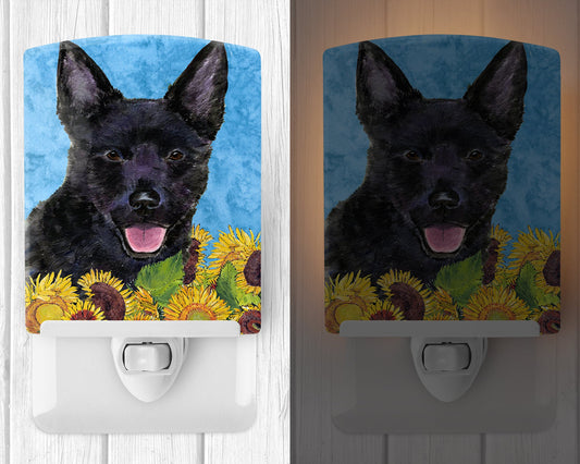 Australian Kelpie in Summer Flowers Ceramic Night Light SS4131CNL