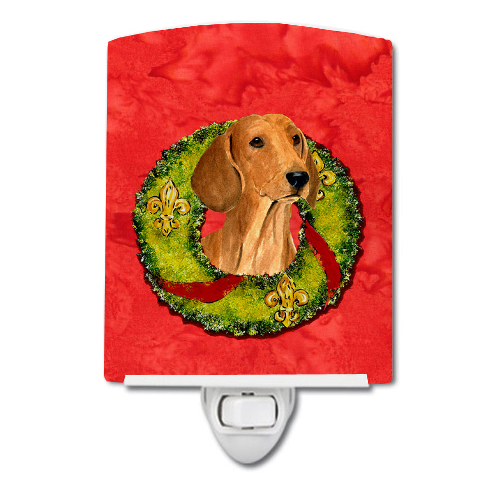 Dachshund Cristmas Wreath Ceramic Night Light SS4177CNL