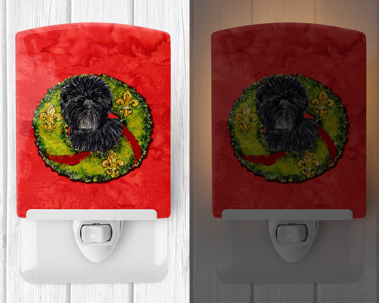 Affenpinscher Cristmas Wreath Ceramic Night Light SS4198CNL