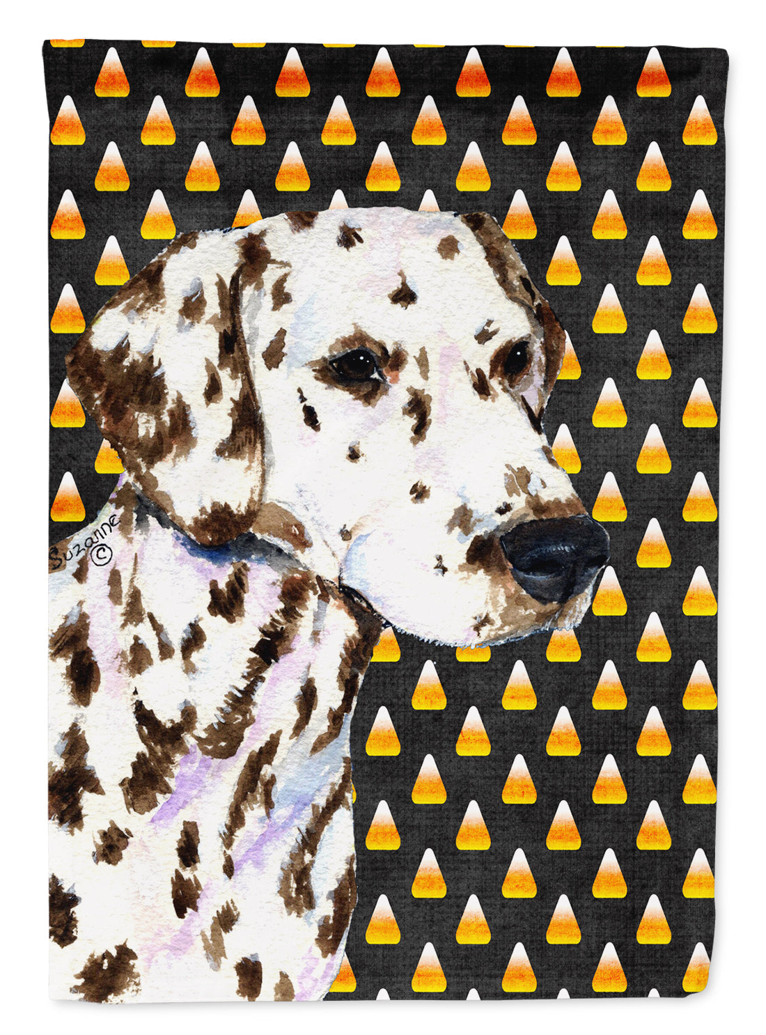 Dalmatian Candy Corn Halloween Portrait Flag Canvas House Size