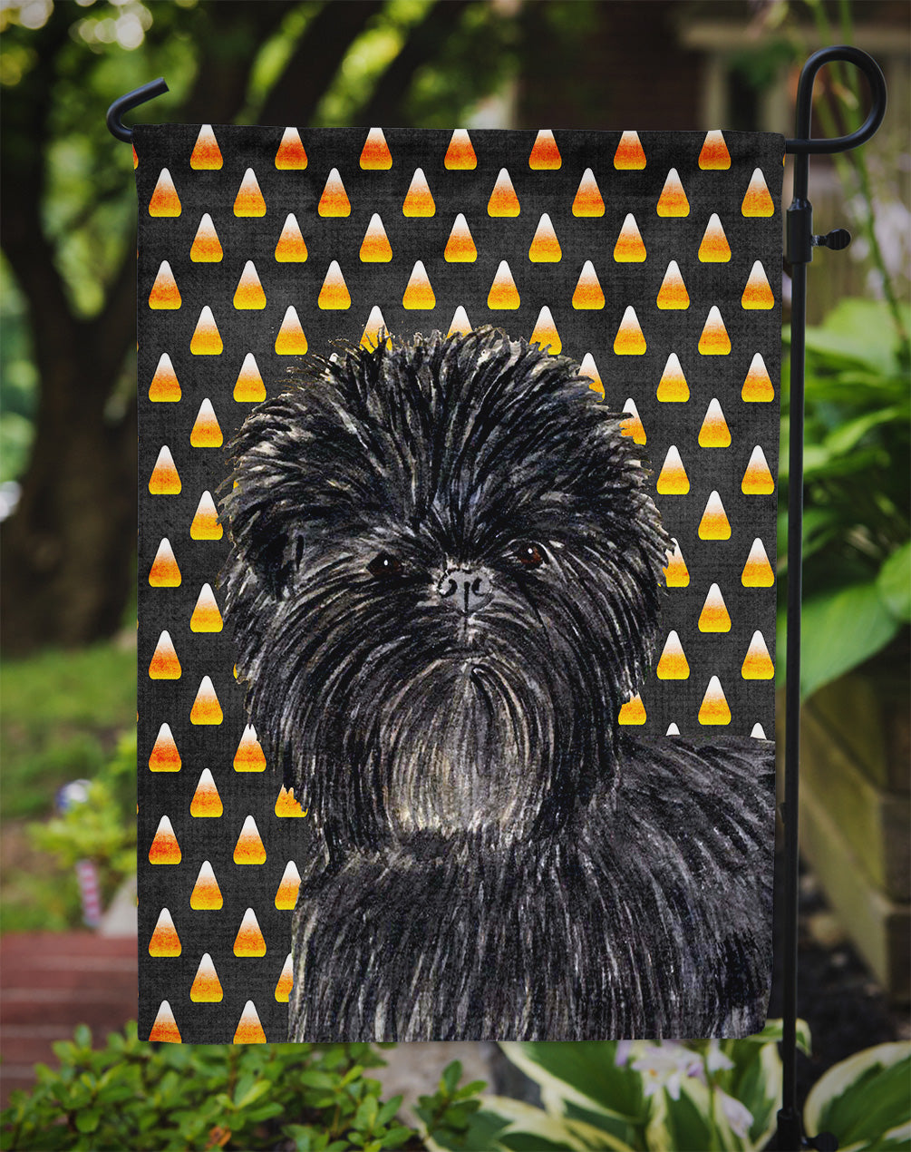 Affenpinscher Candy Corn Halloween Portrait Garden Flag – Decorative Outdoor Yard Flag