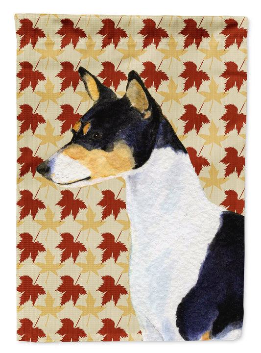 Basenji Fall Leaves Portrait Garden Flag – Decorative Outdoor Yard Flag