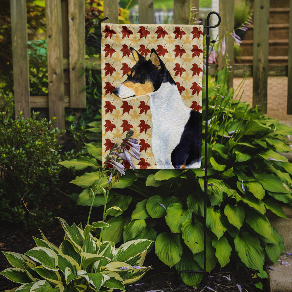 Basenji Fall Leaves Portrait Garden Flag – Decorative Outdoor Yard Flag
