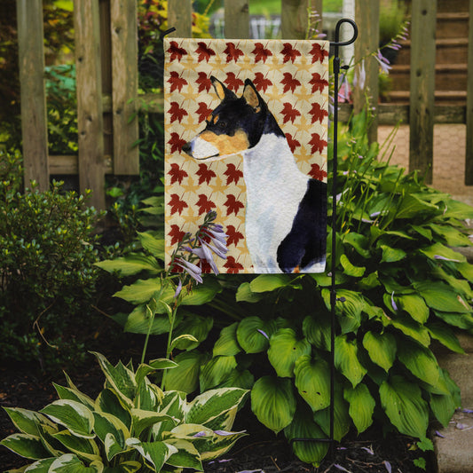 Basenji Fall Leaves Portrait Garden Flag – Decorative Outdoor Yard Flag
