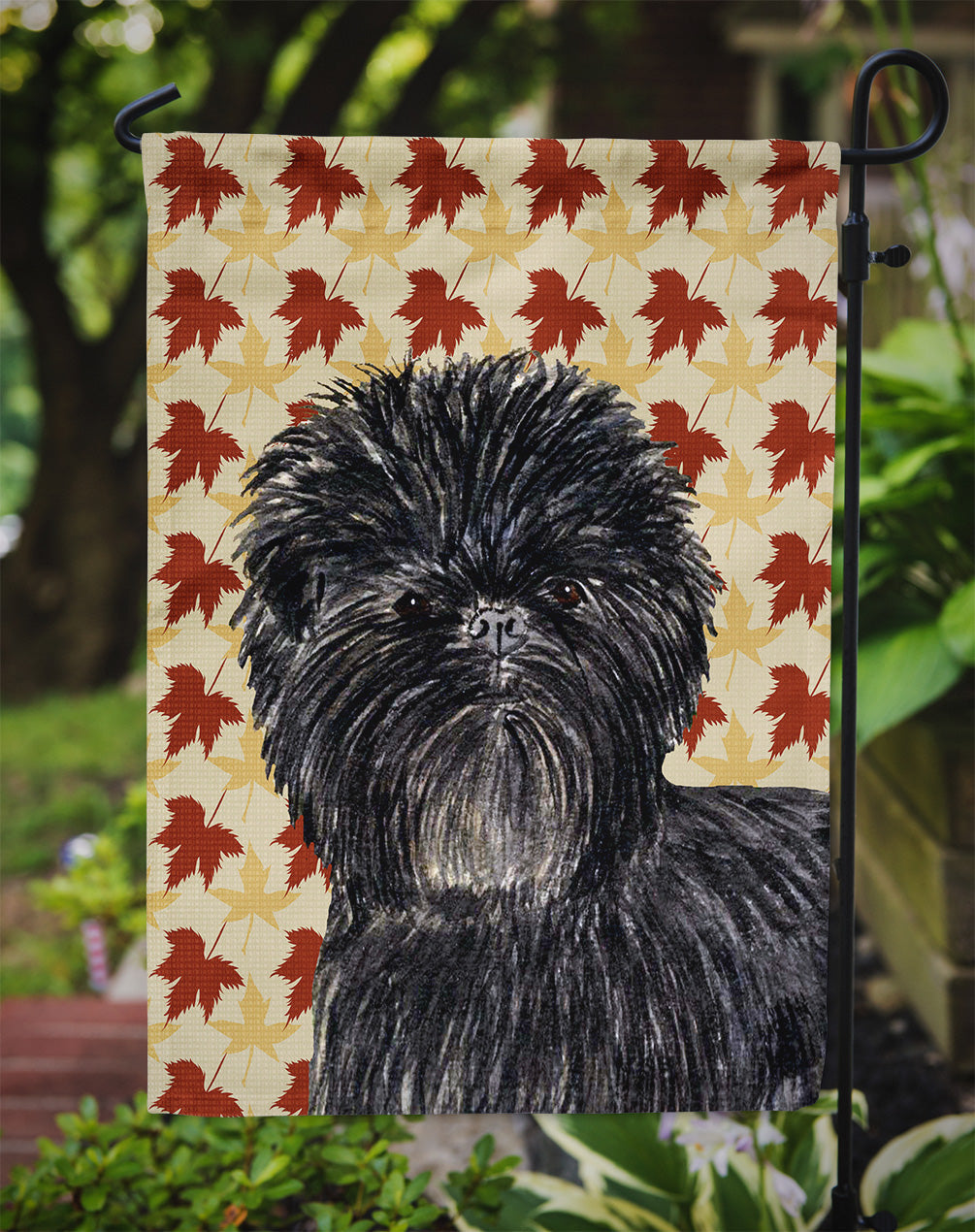 Affenpinscher Fall Leaves Portrait Garden Flag – Decorative Outdoor Yard Flag