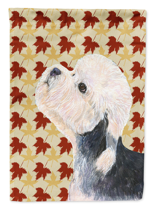 Dandie Dinmont Terrier Fall Leaves Portrait Garden Flag – Decorative Outdoor Yard Flag