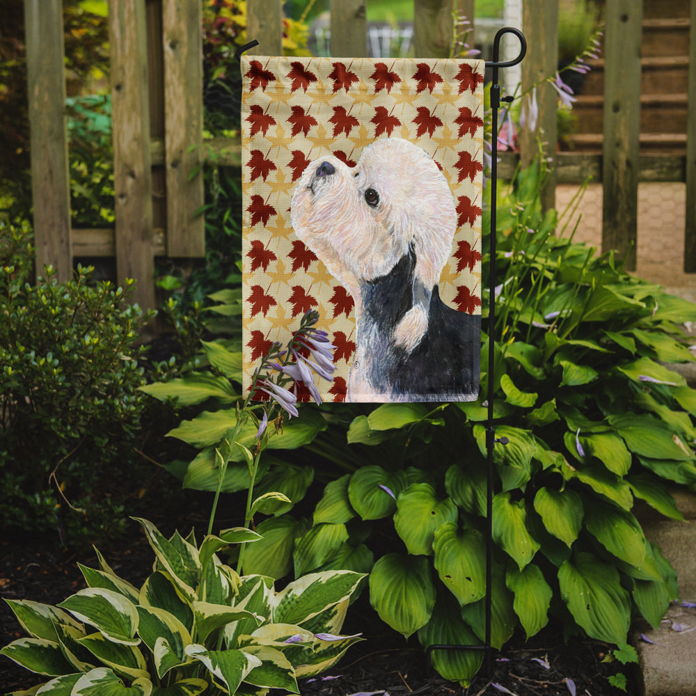 Dandie Dinmont Terrier Fall Leaves Portrait Garden Flag – Decorative Outdoor Yard Flag