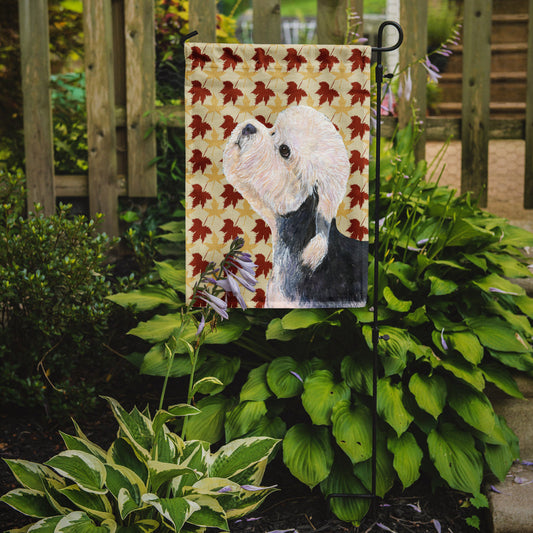 Dandie Dinmont Terrier Fall Leaves Portrait Garden Flag – Decorative Outdoor Yard Flag