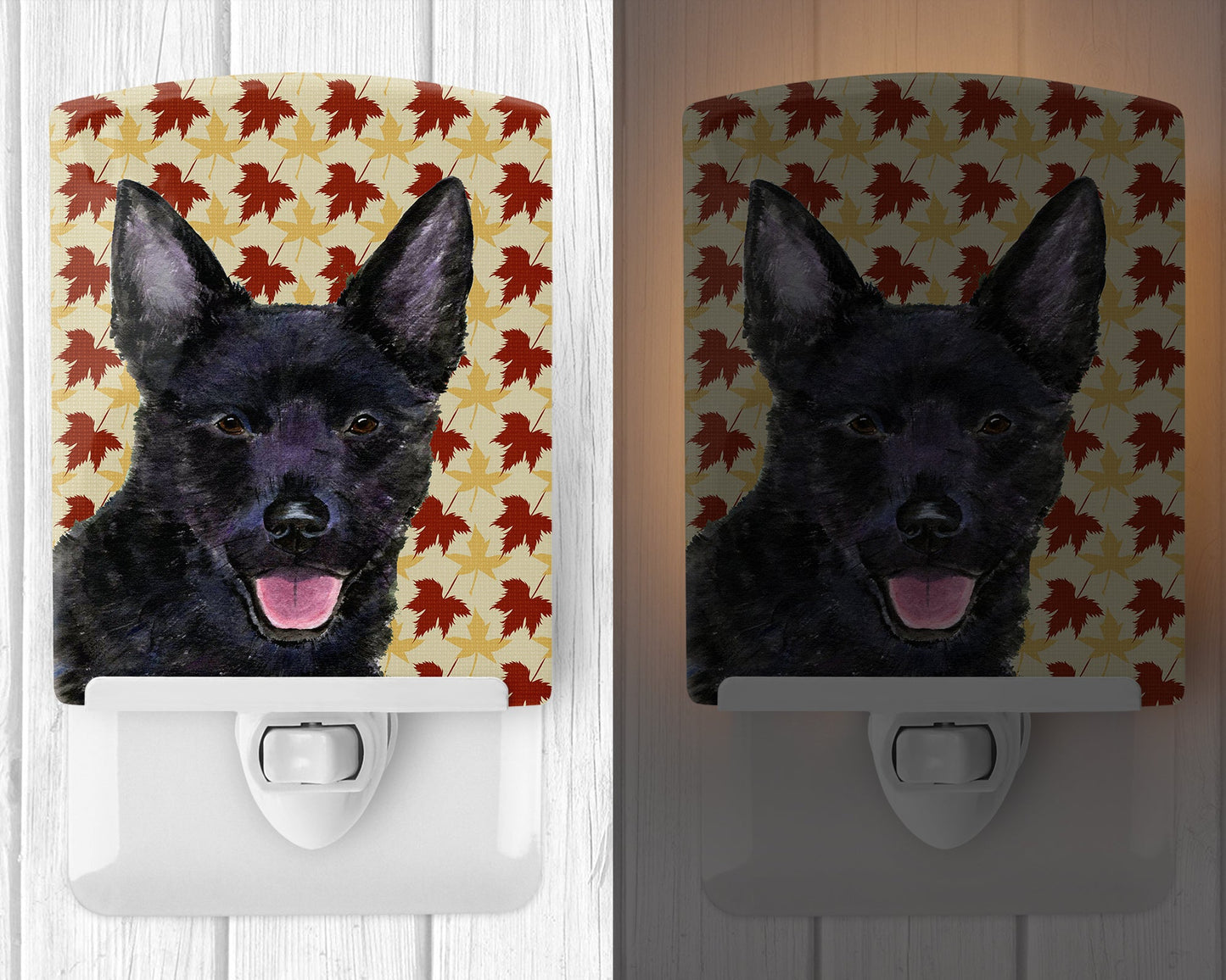 Australian Kelpie Fall Leaves Portrait Ceramic Night Light SS4358CNL