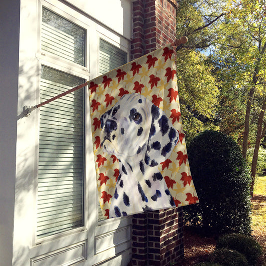 Dalmatian Fall Leaves Portrait Flag Canvas House Size