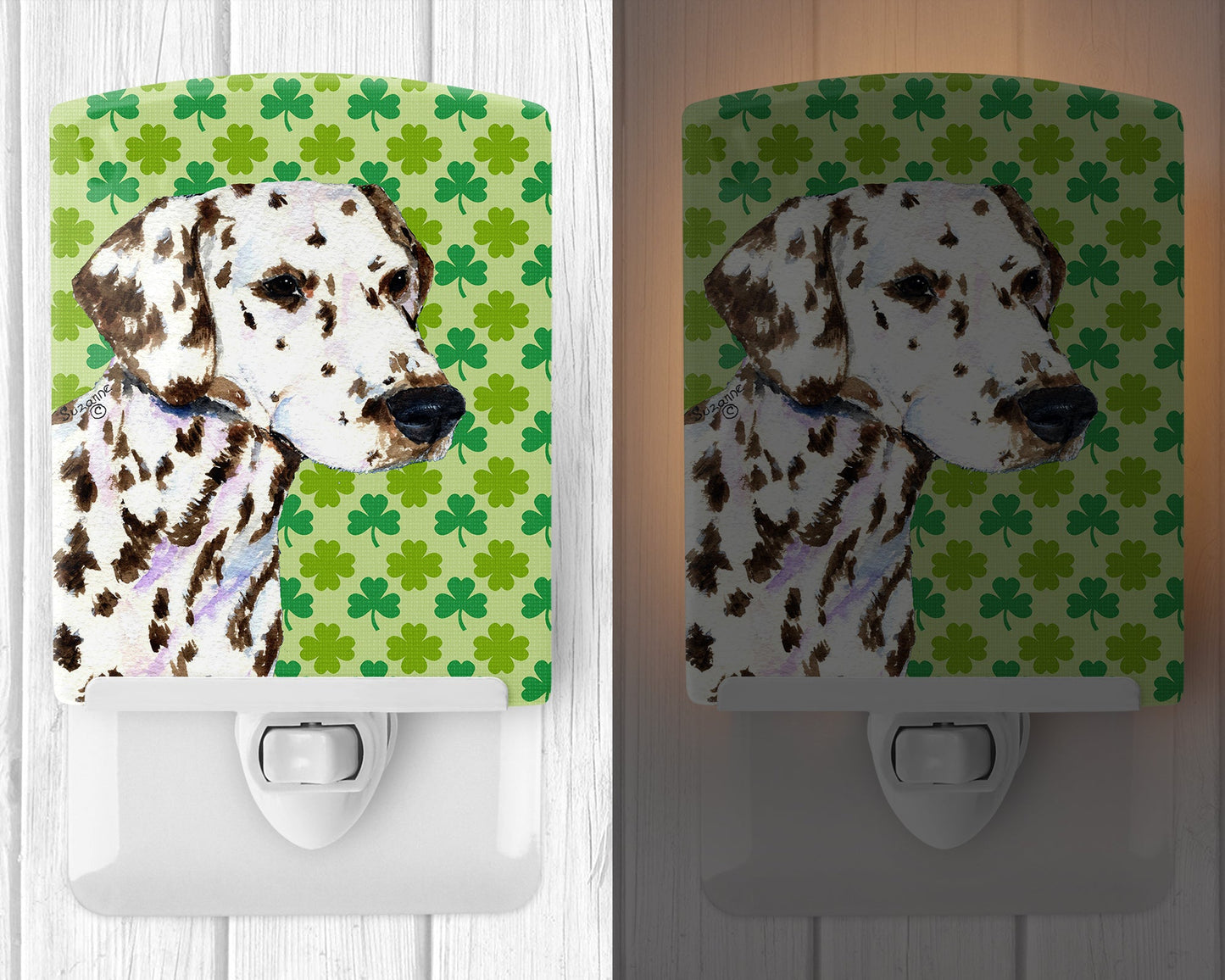 Dalmatian St. Patrick's Day Shamrock Portrait Ceramic Night Light SS4400CNL