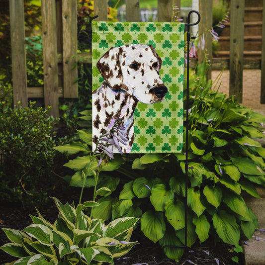 Dalmatian St. Patrick's Day Shamrock Portrait Garden Flag – Decorative Outdoor Yard Flag
