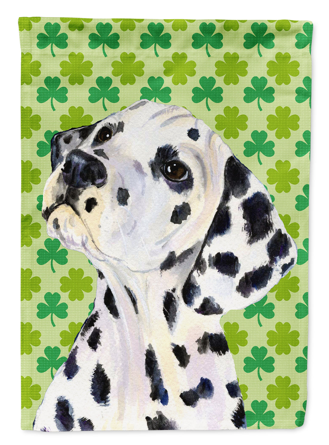 Dalmatian St. Patrick's Day Shamrock Portrait Flag Canvas House Size
