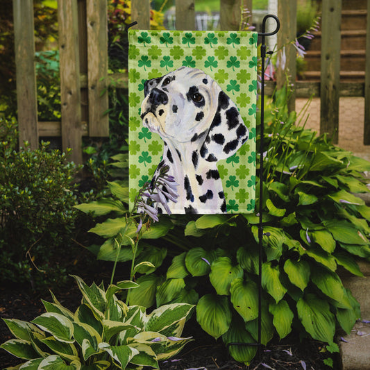 Dalmatian St. Patrick's Day Shamrock Portrait Garden Flag – Decorative Outdoor Yard Flag