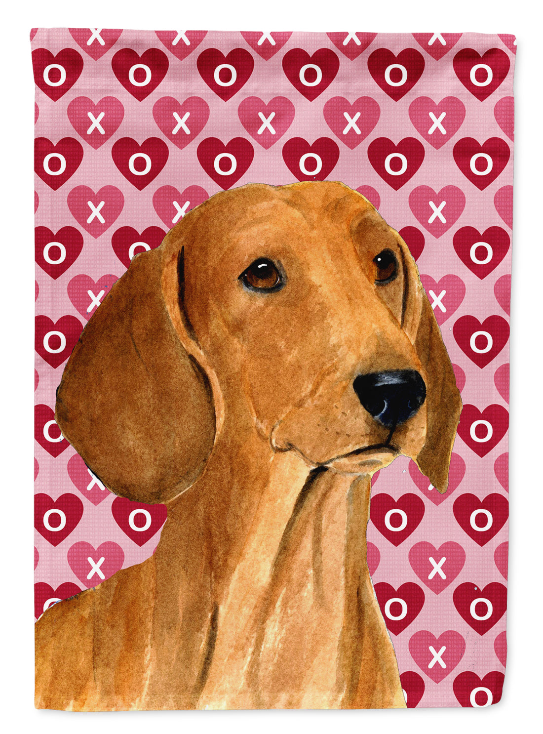 Dachshund Hearts Love Valentine's Day Flag Canvas House Size