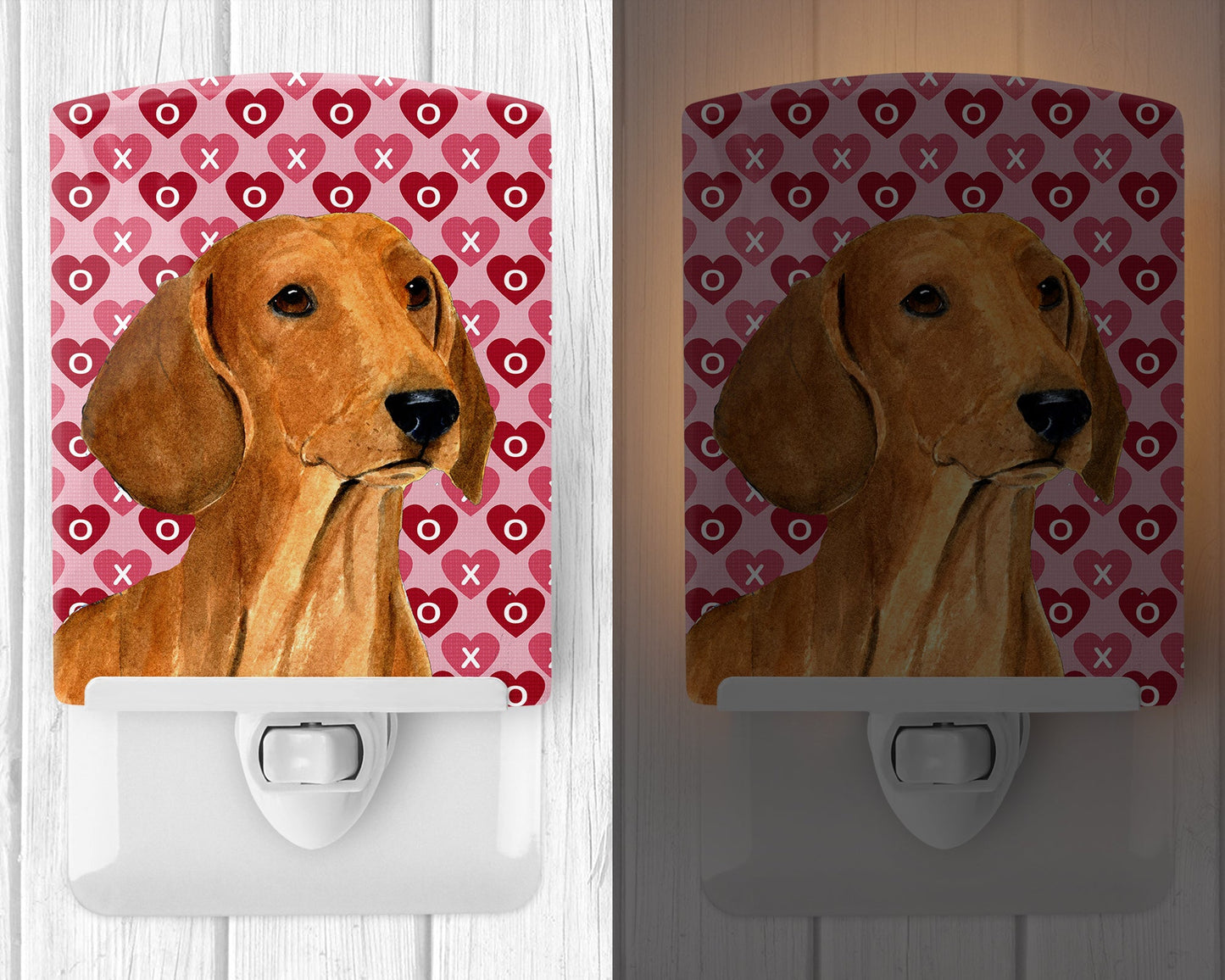 Dachshund Hearts Love and Valentine's Day Portrait Ceramic Night Light SS4487CNL