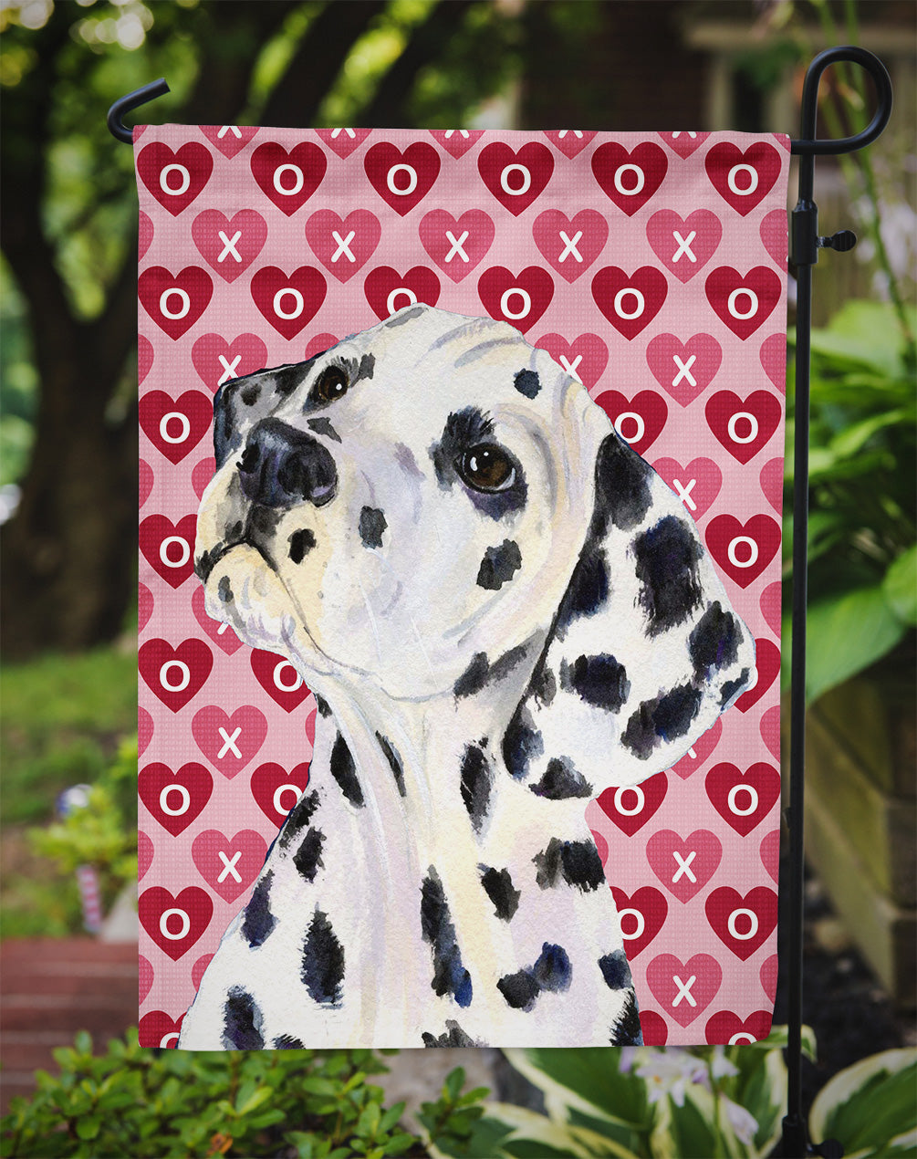 Dalmatian Hearts Love and Valentine's Day Portrait Garden Flag – Decorative Outdoor Yard Flag