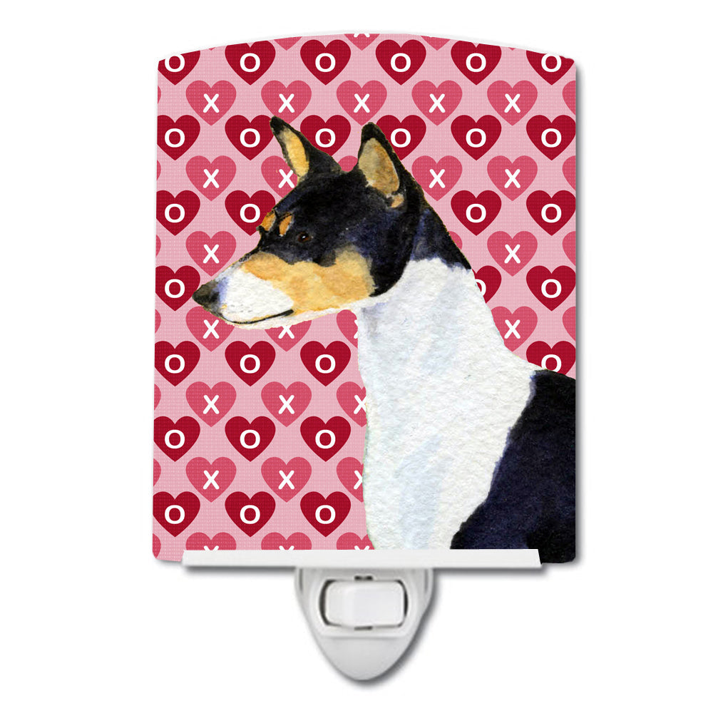 Basenji Hearts Love and Valentine's Day Portrait Ceramic Night Light SS4514CNL