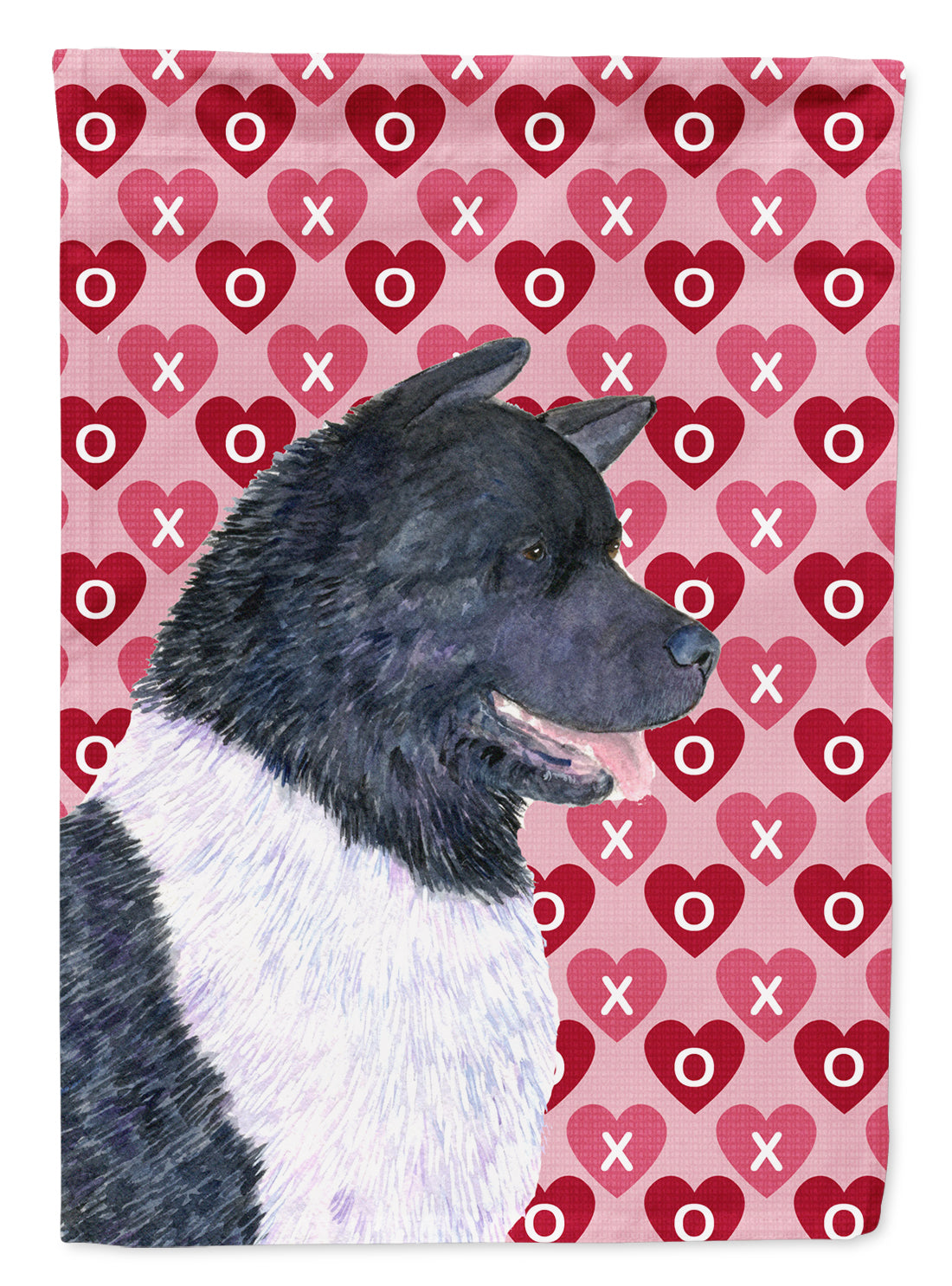 Akita Hearts Love and Valentine's Day Portrait Garden Flag – Decorative Outdoor Yard Flag