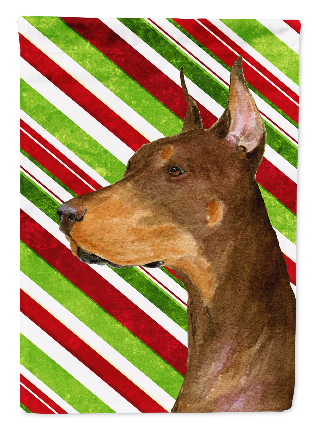 Doberman Candy Cane Holiday Christmas Garden Flag – Decorative Outdoor Yard Flag