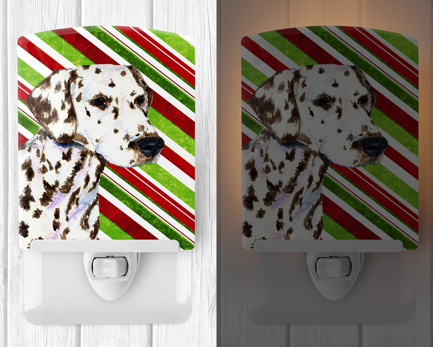 Dalmatian Candy Cane Holiday Christmas Ceramic Night Light SS4538CNL