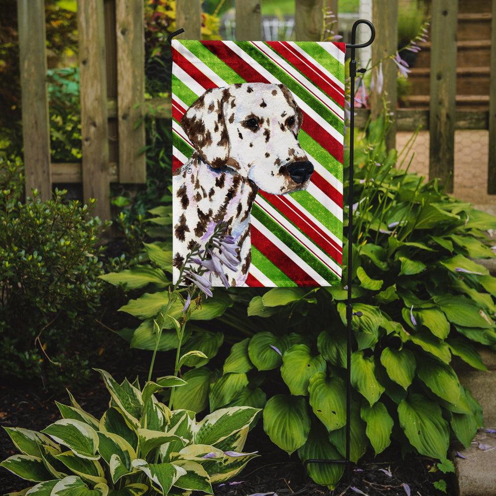 Dalmatian Candy Cane Holiday Christmas Garden Flag – Decorative Outdoor Yard Flag