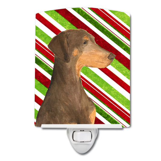 Doberman Candy Cane Holiday Christmas Ceramic Night Light SS4548CNL
