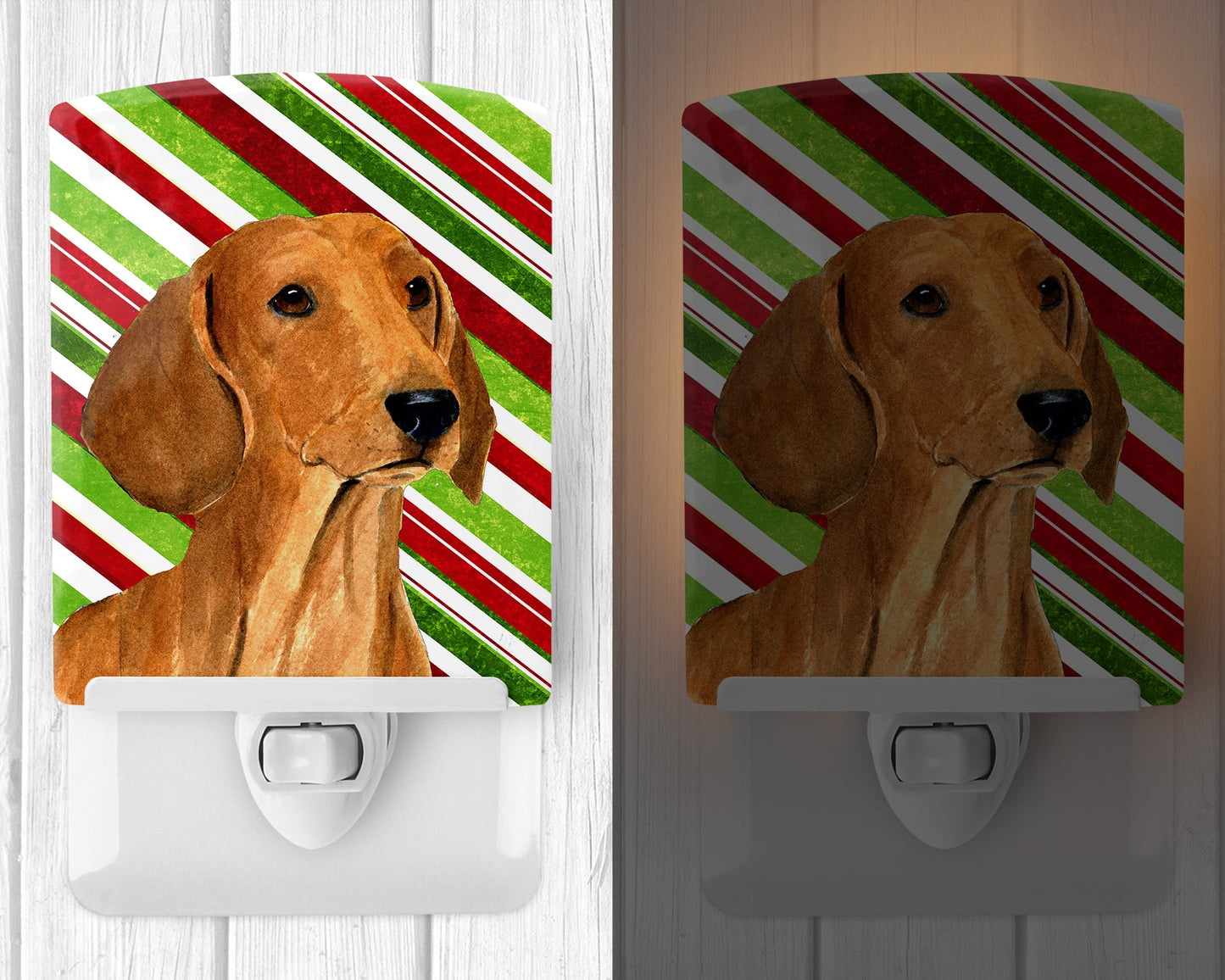 Dachshund Candy Cane Holiday Christmas Ceramic Night Light SS4556CNL