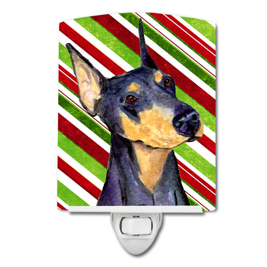 Doberman Candy Cane Holiday Christmas Ceramic Night Light SS4564CNL
