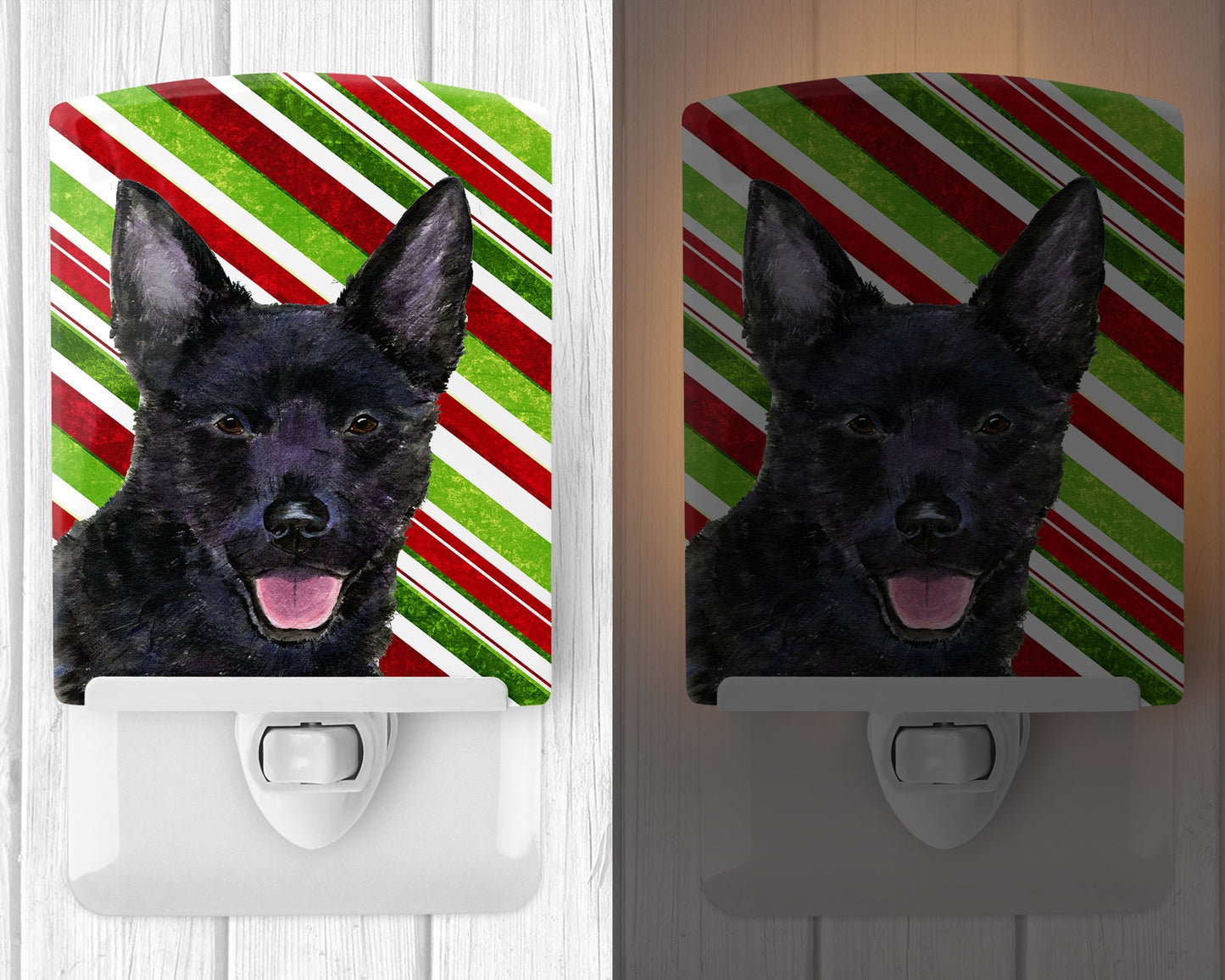 Australian Kelpie Candy Cane Holiday Christmas Ceramic Night Light SS4567CNL