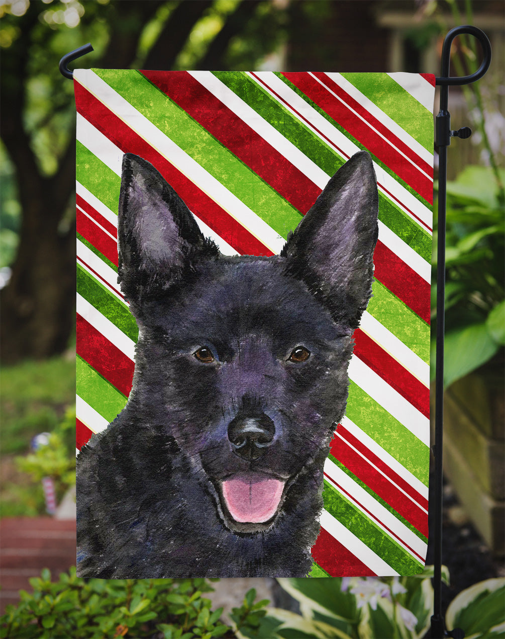 Australian Kelpie Candy Cane Holiday Christmas Garden Flag – Decorative Outdoor Yard Flag