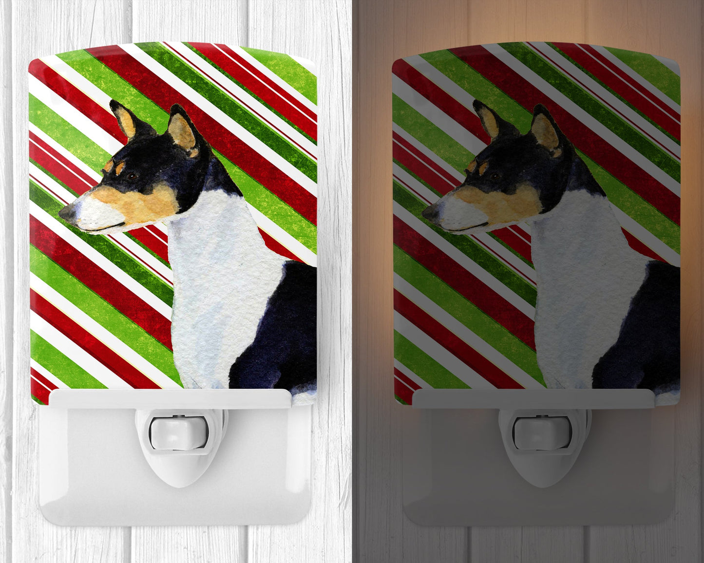 Basenji Candy Cane Holiday Christmas Ceramic Night Light SS4583CNL