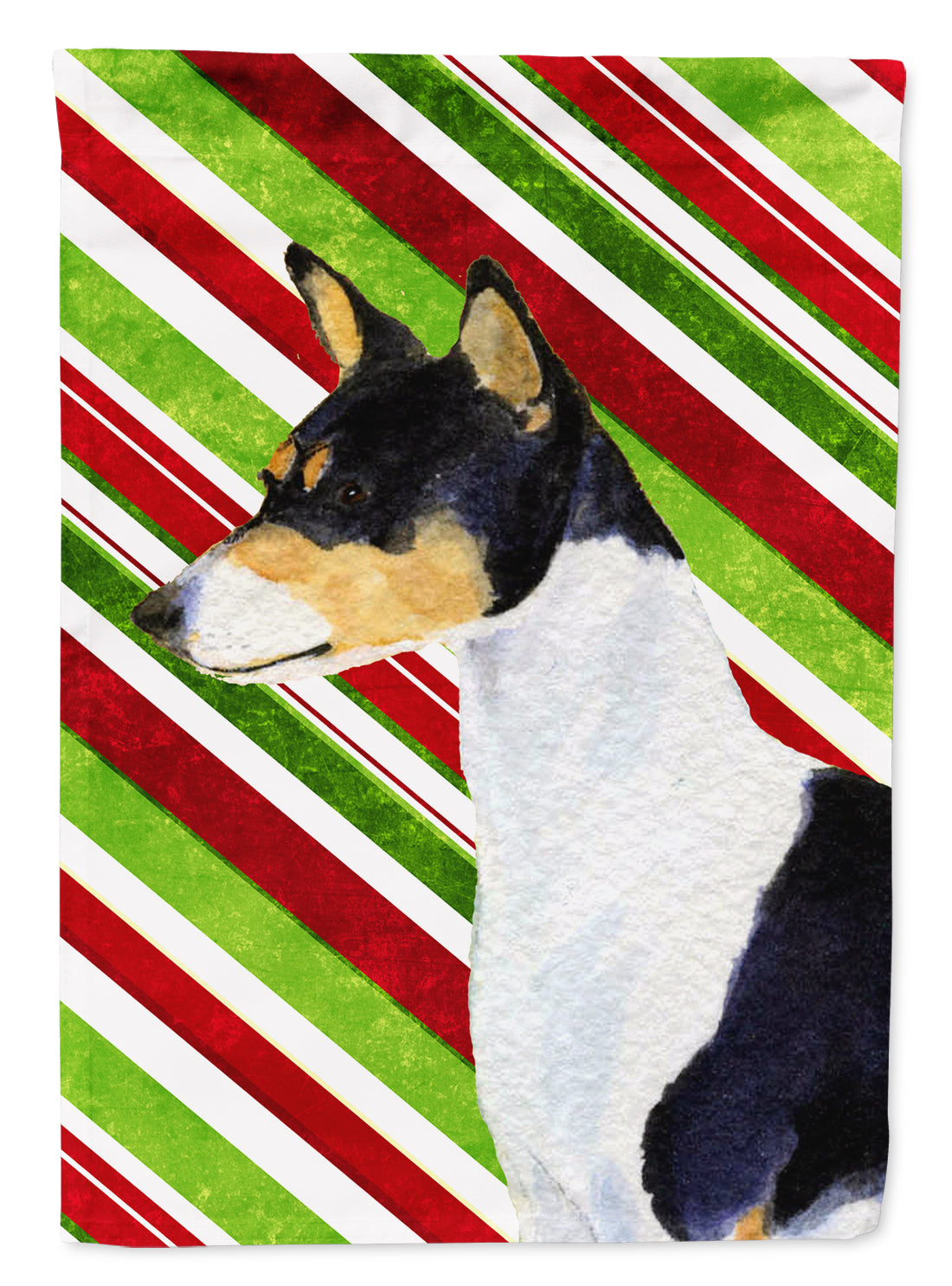 Basenji Candy Cane Holiday Christmas Garden Flag – Decorative Outdoor Yard Flag