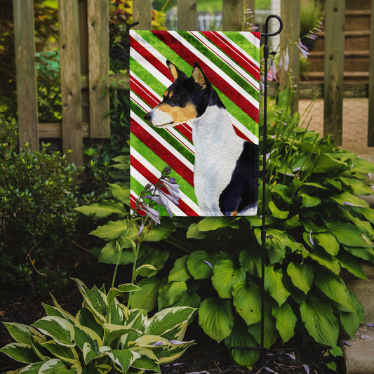 Basenji Candy Cane Holiday Christmas Garden Flag – Decorative Outdoor Yard Flag