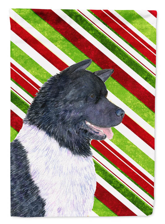 Akita Candy Cane Holiday Christmas Garden Flag – Decorative Outdoor Yard Flag
