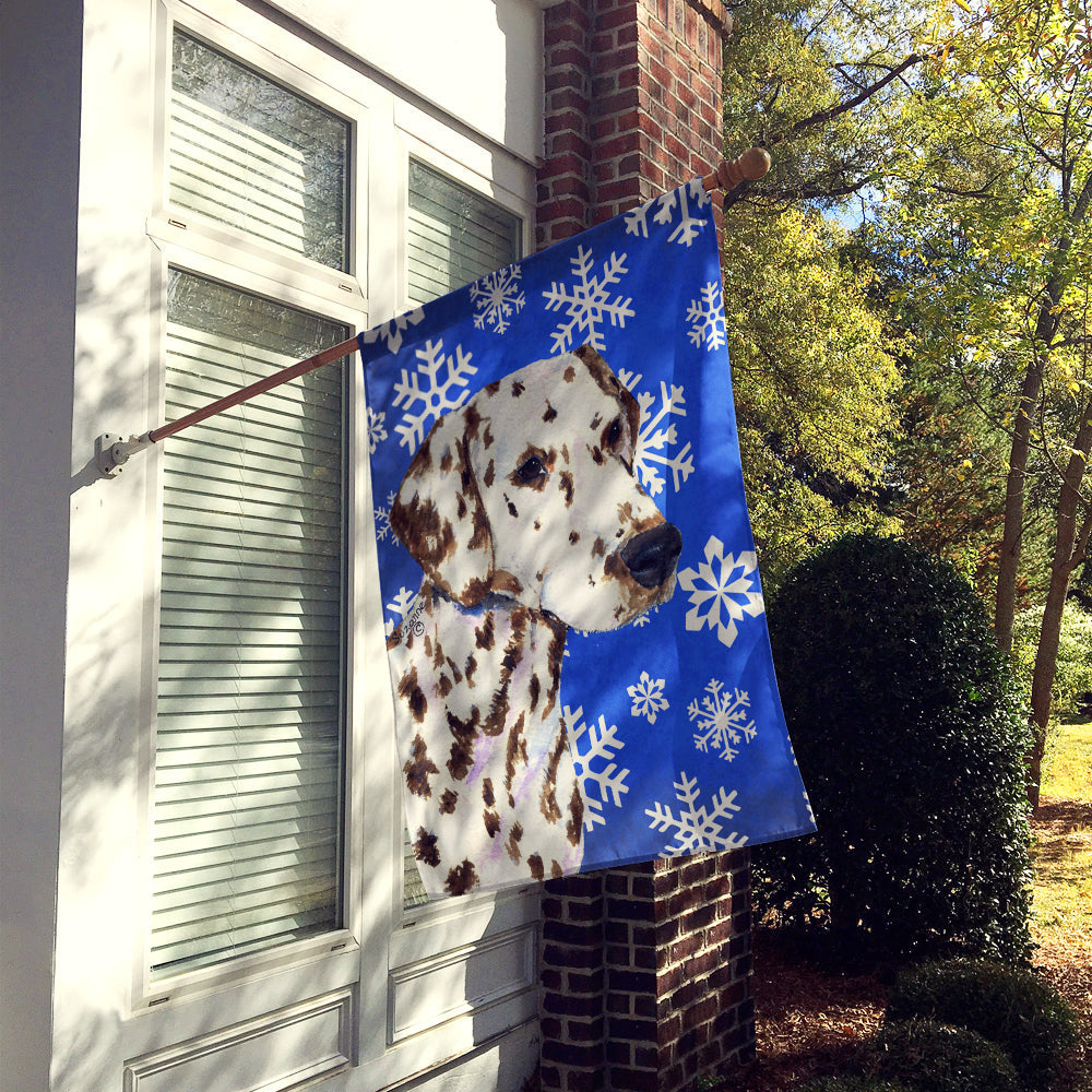 Dalmatian Winter Snowflakes Holiday Flag Canvas House Size