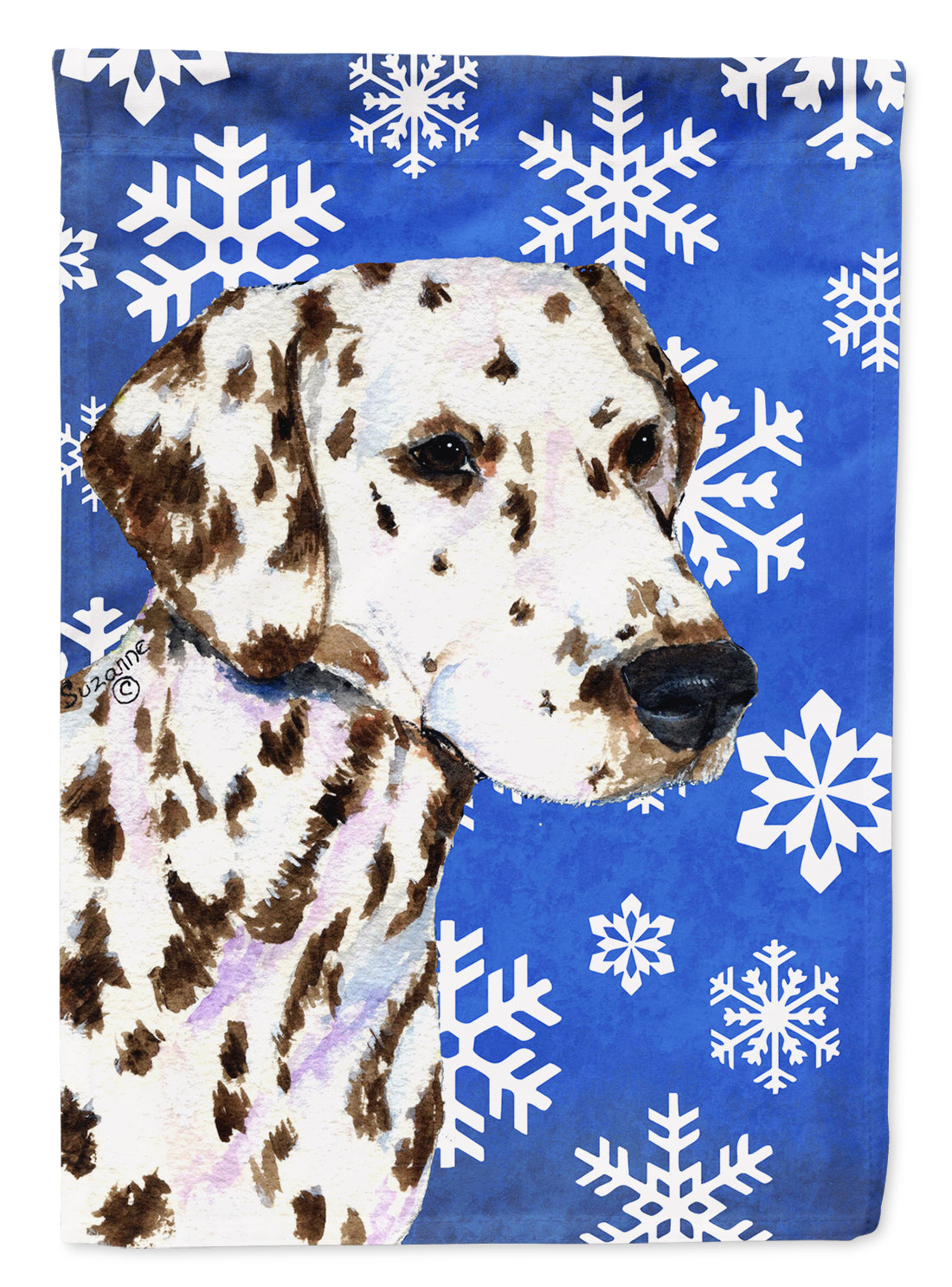 Dalmatian Winter Snowflakes Holiday Flag Canvas House Size