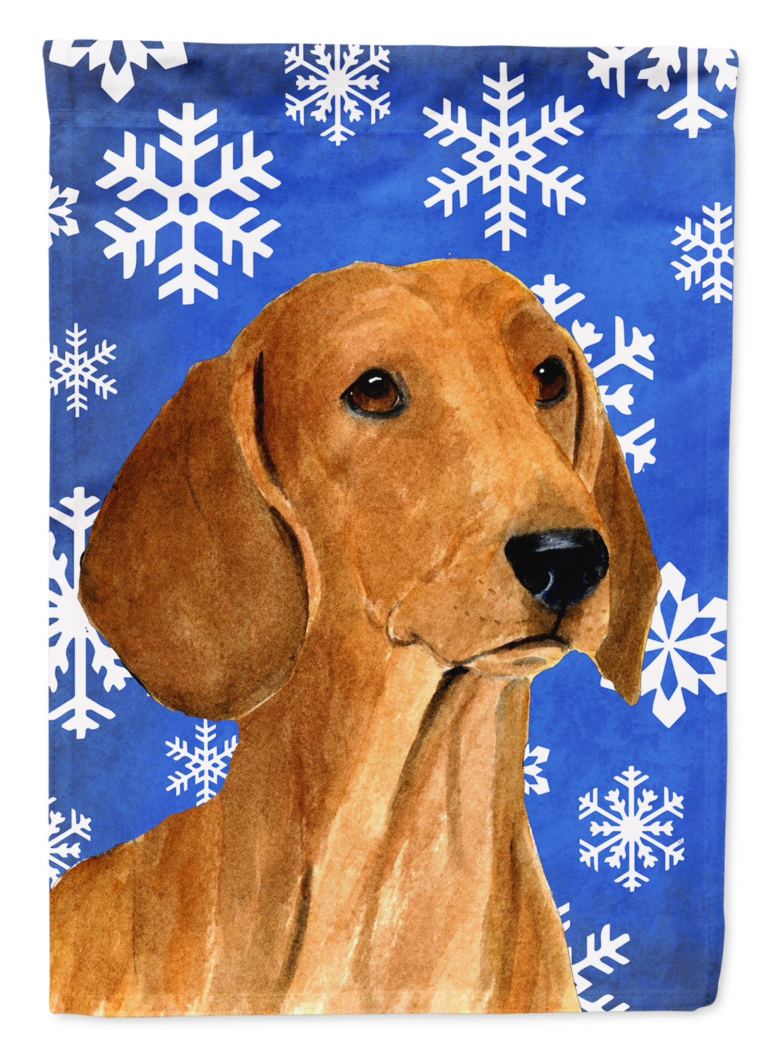 Dachshund Winter Snowflakes Holiday Flag Canvas House Size
