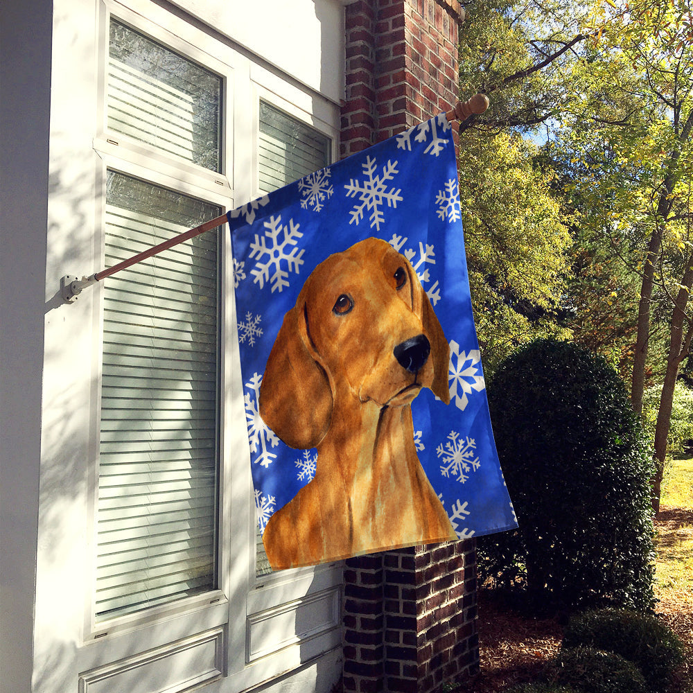 Dachshund Winter Snowflakes Holiday Flag Canvas House Size