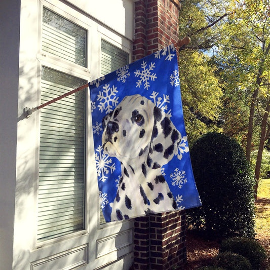 Dalmatian Winter Snowflakes Holiday Flag Canvas House Size