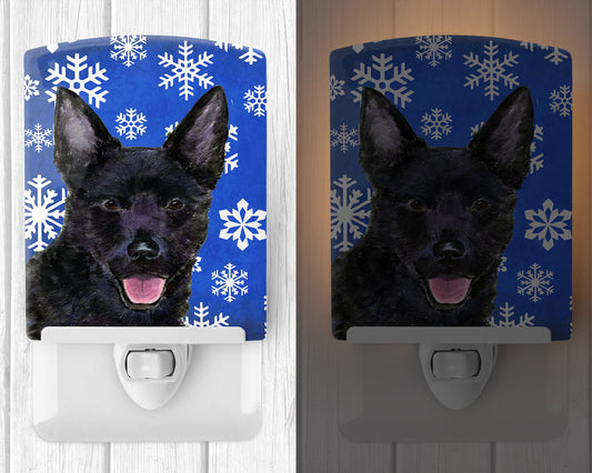 Australian Kelpie Winter Snowflakes Holiday Ceramic Night Light SS4636CNL