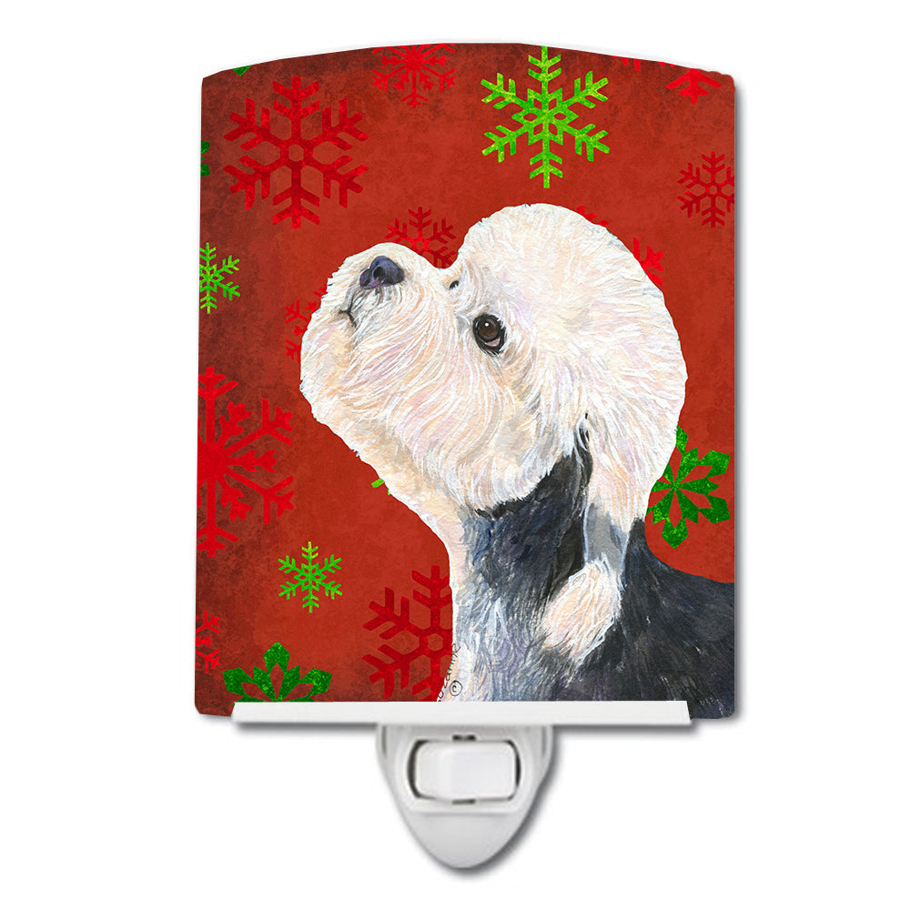 Dandie Dinmont Terrier Red Green Snowflakes Christmas Ceramic Night Light SS4710CNL