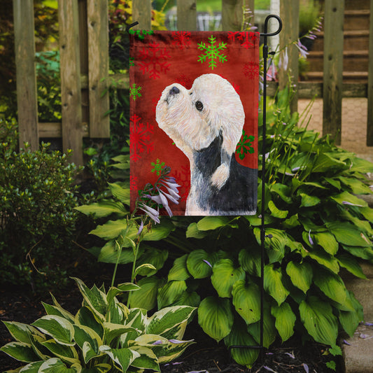 Dandie Dinmont Terrier Red Green Snowflakes Christmas Garden Flag – Decorative Outdoor Yard Flag