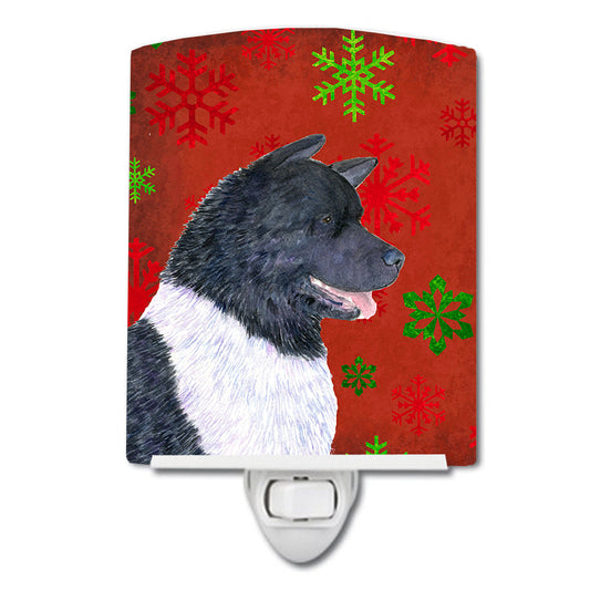 Akita Red and Green Snowflakes Holiday Christmas Ceramic Night Light SS4728CNL