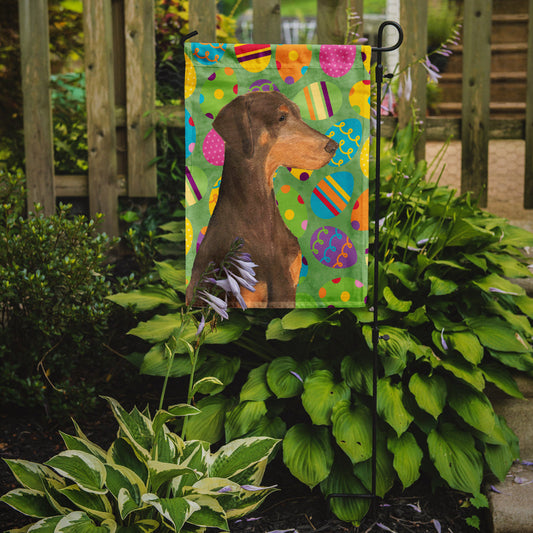 Doberman Easter Eggtravaganza Garden Flag - Outdoor Decorative Yard Flag
