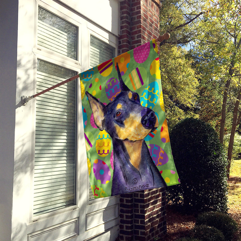 Doberman Easter Eggtravaganza Flag Canvas House Size