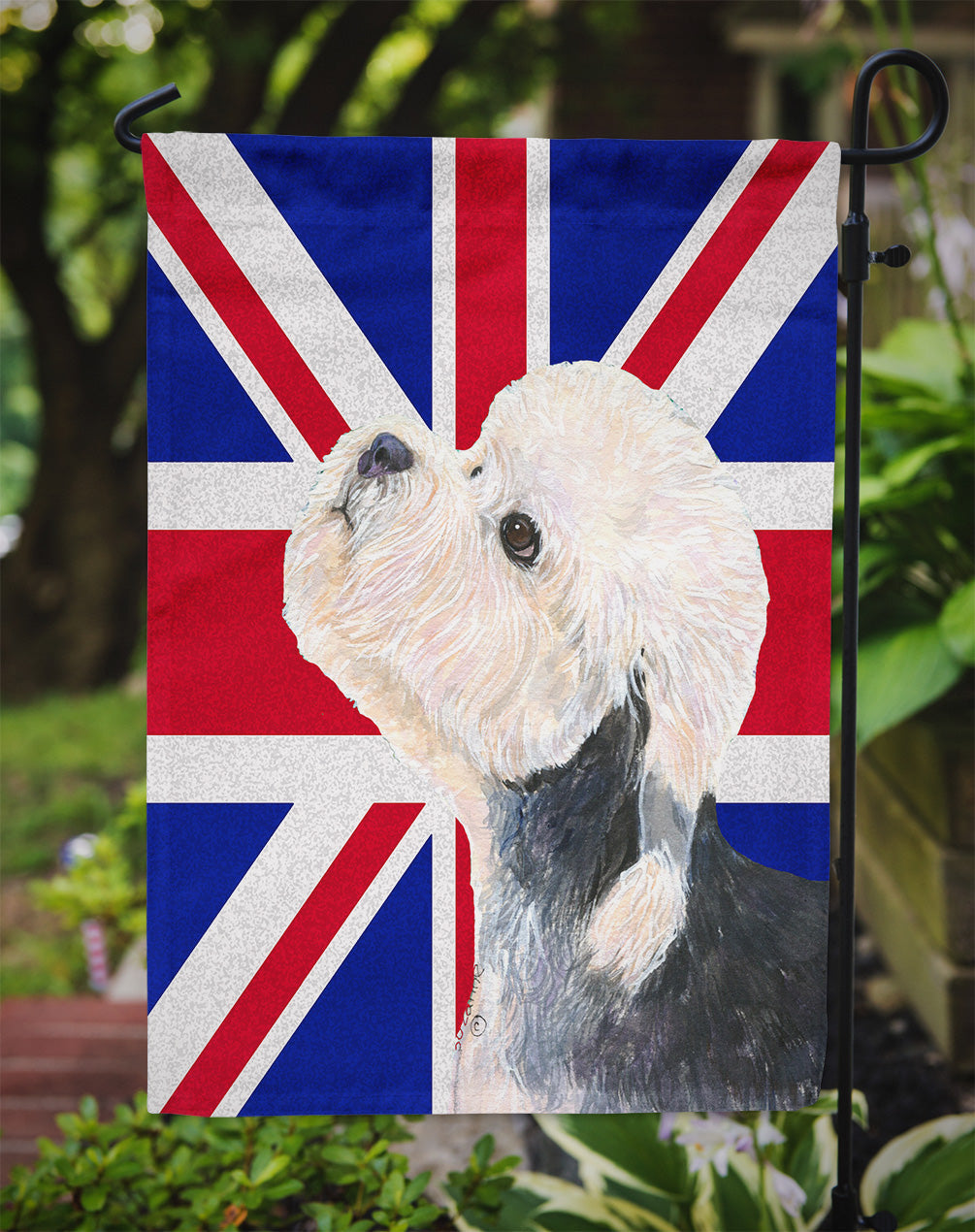 Dandie Dinmont Terrier with English Union Jack British Flag Garden Flag - Outdoor Decorative Yard Flag